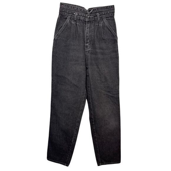 Vintage 80's Gitano Jeans Black Denim High Rise Tapered Fit Size 5/6 JR - Picture 1 of 8